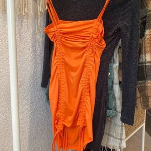 orange scrunched club dress